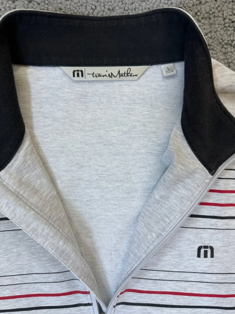 NWOT Travis Mathew Balboa Chest Stripe Quarter Zip Golf Pullover Gray Men’s L